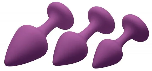 Anal Frisky Purple Pleasures 3 Piece Silicone Anal Plugs Anal Frisky Purple Pleasures 3 Piece Silicone Anal Plugs