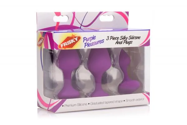 Anal Frisky Purple Pleasures 3 Piece Silicone Anal Plugs Anal Frisky Purple Pleasures 3 Piece Silicone Anal Plugs
