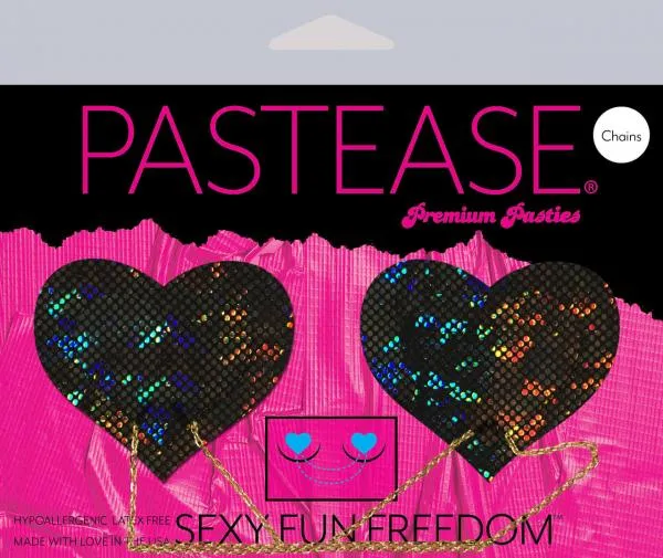 Black Shattered Disco Ball Heart With Gold Chains Pasties Pastease Brand Pasties Anal Black Shattered Disco Ball Heart With Gold Chains Pasties Pastease Brand Pasties Anal