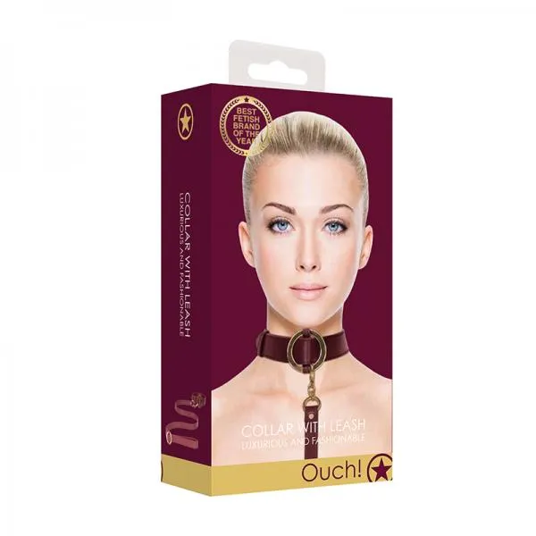 Couples Shots Ouch Halo Collar With Leash Burgundy