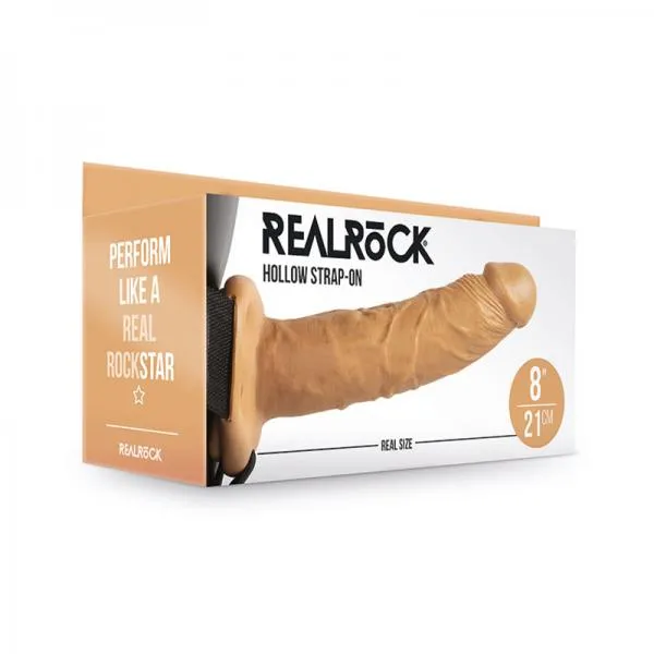 Female Sex Toys Seductucom Realrock Hollow Strap On Without Balls 8 In Caramel