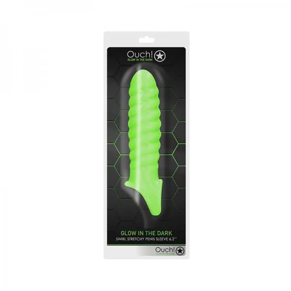 Ouch Glow Swirl Stretchy Penis Sleeve Glow In The Dark Green Glo Male Sex Toys Ouch Glow Swirl Stretchy Penis Sleeve Glow In The Dark Green Glo Male Sex Toys