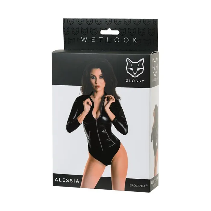 Teddies And Bodies Glossy Wetlook Bodysuit w Zip Alessia Glossy