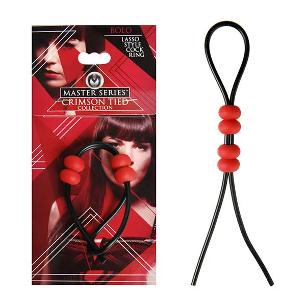 XR Brands Male Sex Toys Master Series Crimson Tied Bolo Lasso Style Adjustable Cock Ring XR Brands Male Sex Toys Master Series Crimson Tied Bolo Lasso Style Adjustable Cock Ring