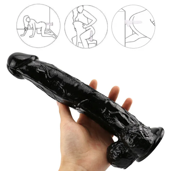  Anal 10 inch black realistic dildo