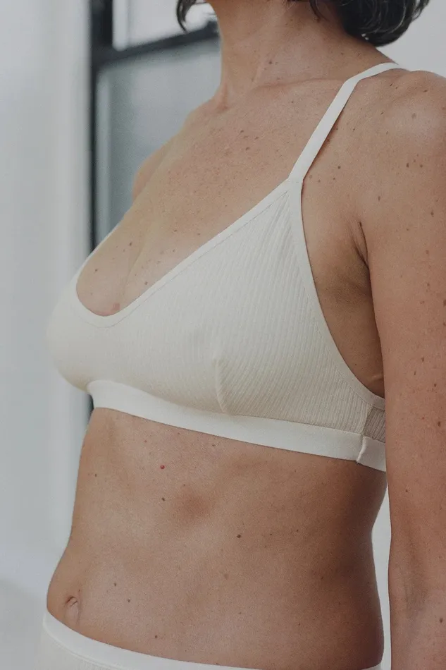 Anal Baserange X Bra Cotton Rib Bralette Black Off White Le Pop Lingerie