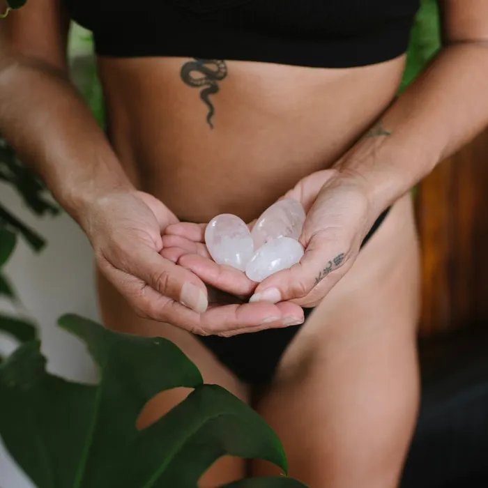 CLEAR QUARTZ YONI EGGS SET OF 3 TAE Feminine Wellness Anal