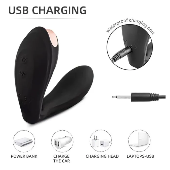 Female Sex Toys Black White Pulsar Silicone 2 in 1 Rechargeable Vibrator