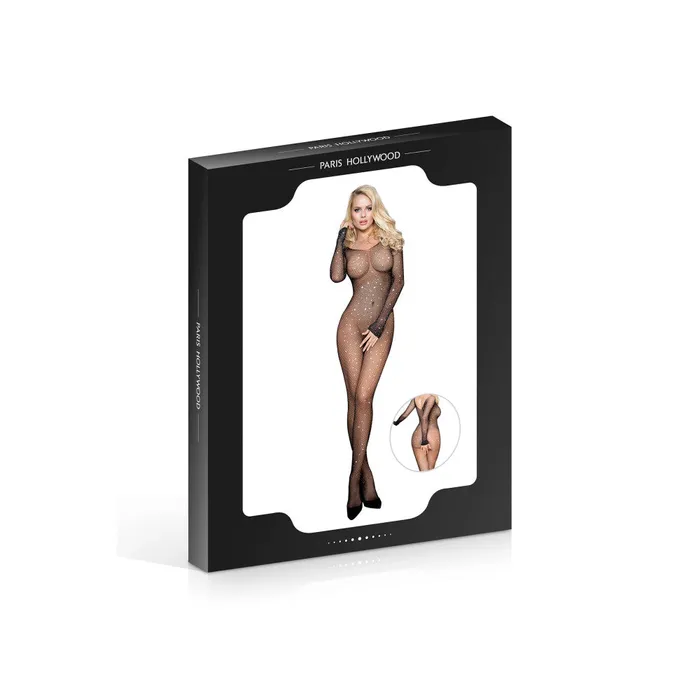 Paris Hollywood H3439 Crotchless rhinestone mesh bodysuit QLingerie Teddies And Bodies