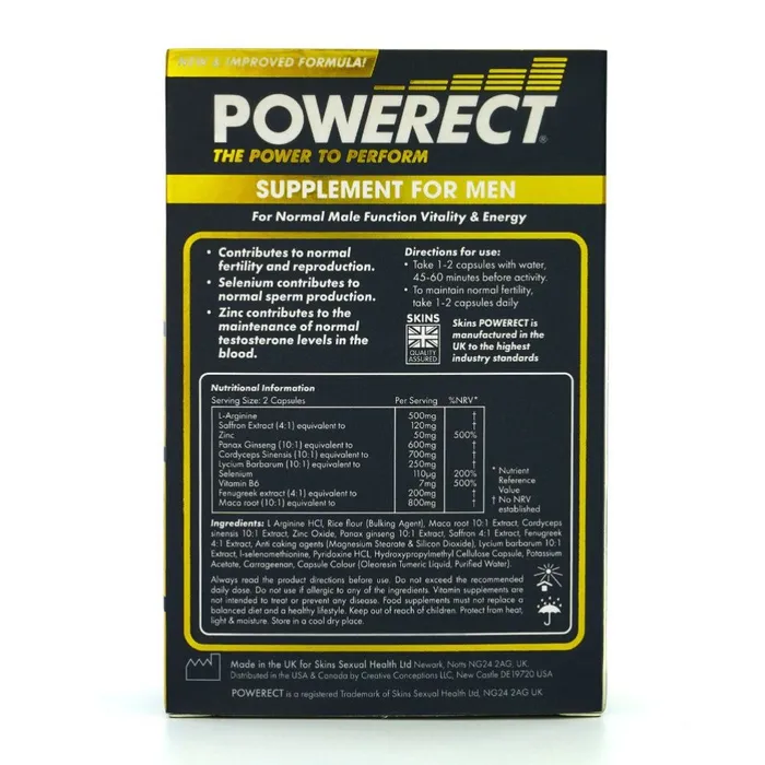 Skins Female Sex Toys Powerect Supplement For Men 60 Capsules
