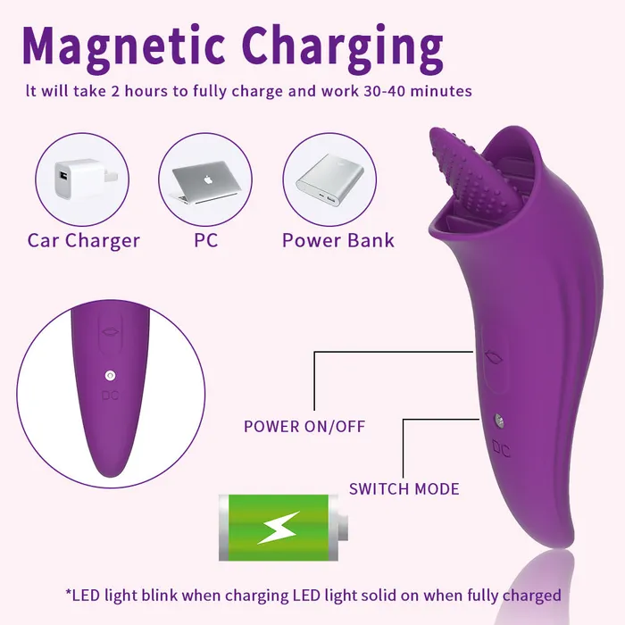 HC 8Modes Clitoral Nipple Licking Vibrator Purple MultiFunction Sex Toy HC Vibrators