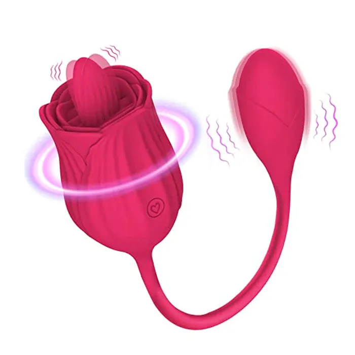 HC HC Rose Tongue DoubleEnded Vibrator Licking Vibrations Female Sex Toys