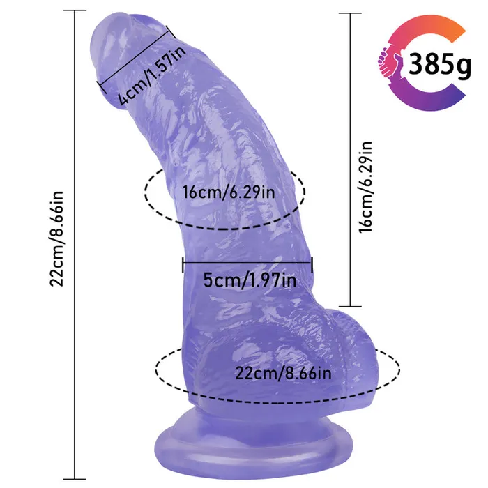 MD Female Sex Toys MD BroWing 22cm Crystal Dildo with Suction Cup Light Blue