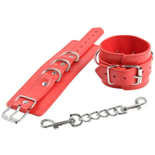 NAUGHTY TOYS red leather 3D wrist restrains cuffs OS Naughty Toys Restraints NAUGHTY TOYS red leather 3D wrist restrains cuffs OS Naughty Toys Restraints