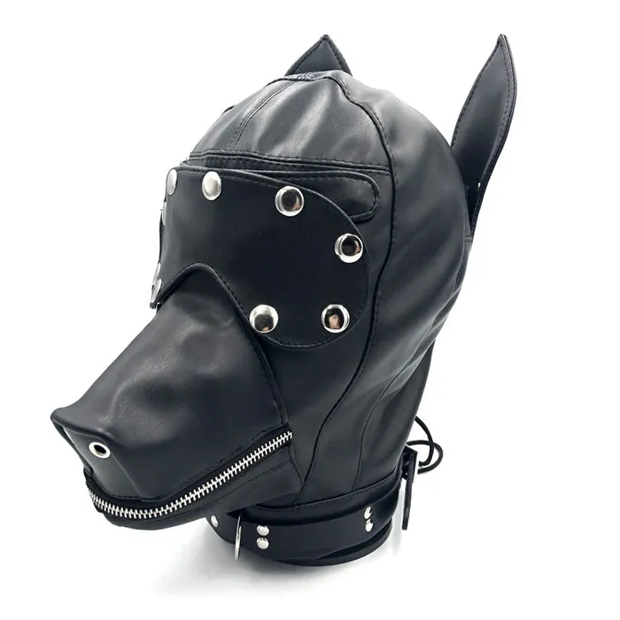 SexyPlay Couples BDSM Puppy Play Hood Leather Dog Mask for Pup Play Bondage