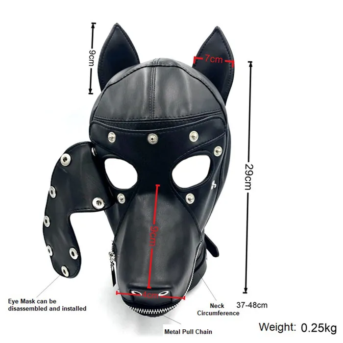 SexyPlay Couples BDSM Puppy Play Hood Leather Dog Mask for Pup Play Bondage