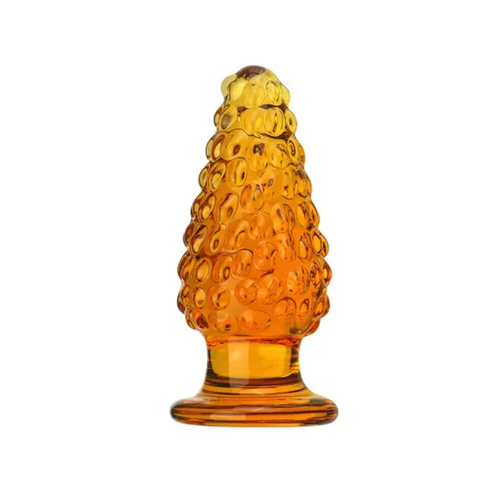SexyPlay Male Sex Toys Golden Christmas Tree Glass Anal Plug Large
